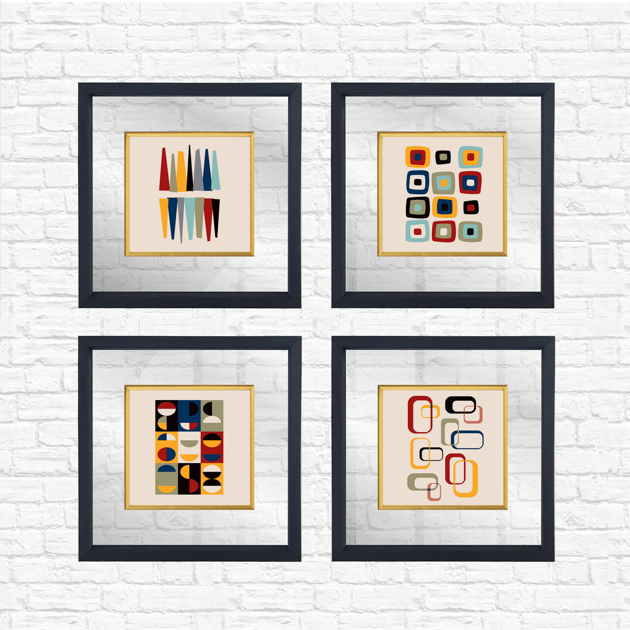 Set 4 tablouri decorative, CAM2162065068, Sticla, Lemn, Multicolor - 1 | YEO