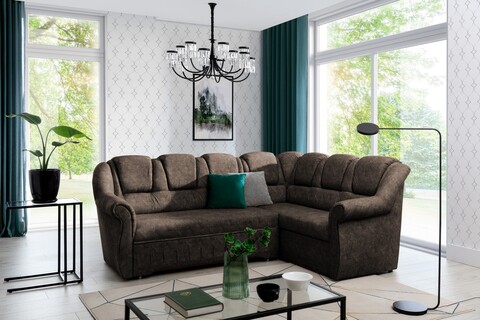 Coltar extensibil dreapta 3 locuri ELTAP, LII-088, Lord II, 243x195x112 cm, lemn/poliester, maro inchis