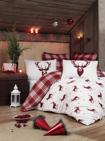 Lenjerie de pat pentru o persoana, Geyik - Claret Red v2, Eponj Home, 65% bumbac/35% poliester