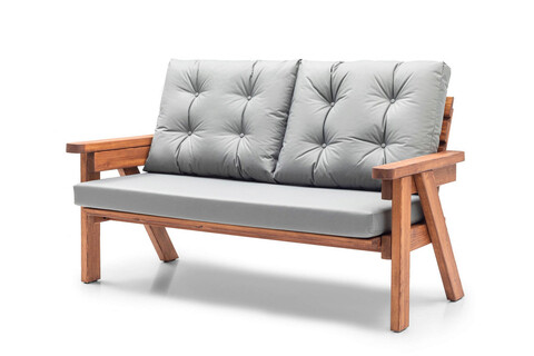 Canapea de gradina cu 3 locuri, hudson, abant, 161x88x80 cm, gri/nuc