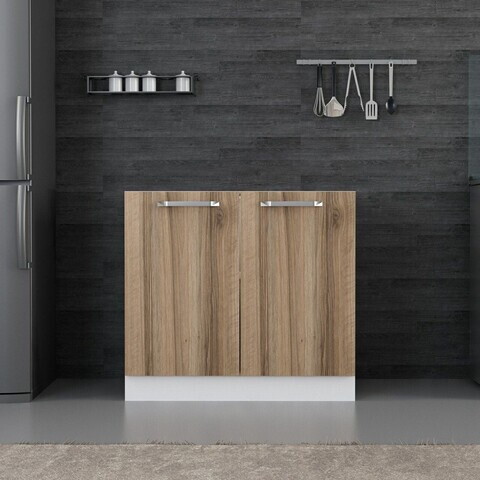 Dulap pentru bucatarie, Hanah Home, Minar, 90x87x58 cm, Alb / Dore
