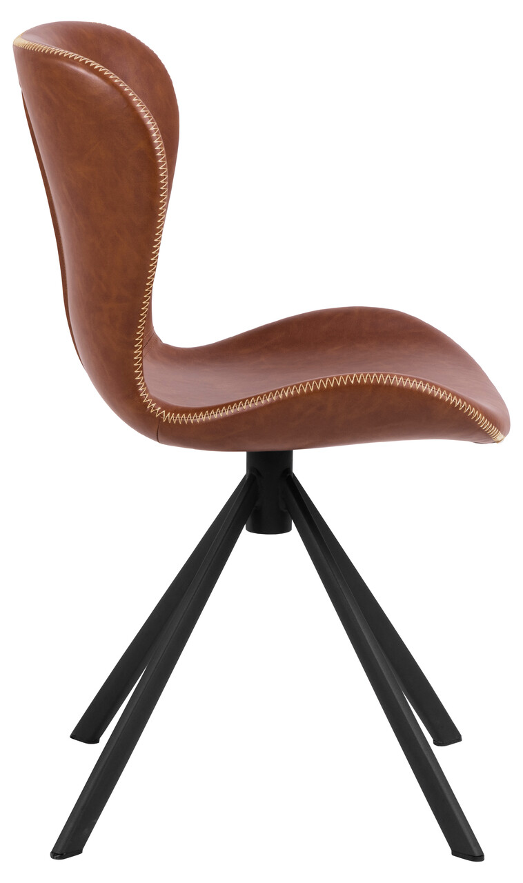 Scaun Batilda -A1, Actona, 46.5x53x81 cm, rotativ, piele ecologica/otel, brandy - view 8