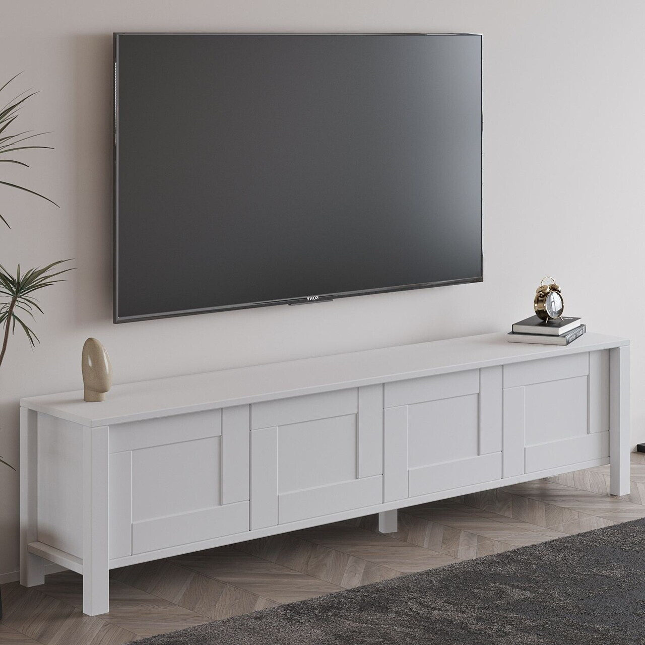 Comoda TV, Hanah Home, Vachel, 160x45x35 cm, PAL, Alb — imaginea 2
