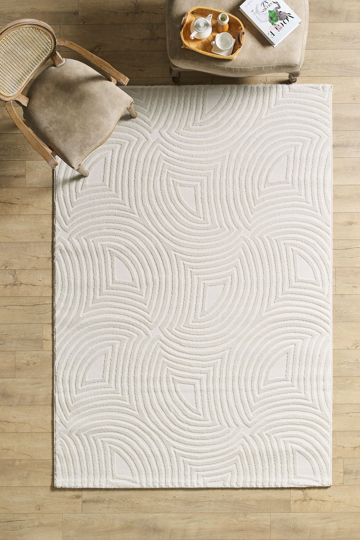 Covor, Sahara 1113, 160x230 cm, 50% POLIPROPILENĂ/50% POLIESTER, Crem