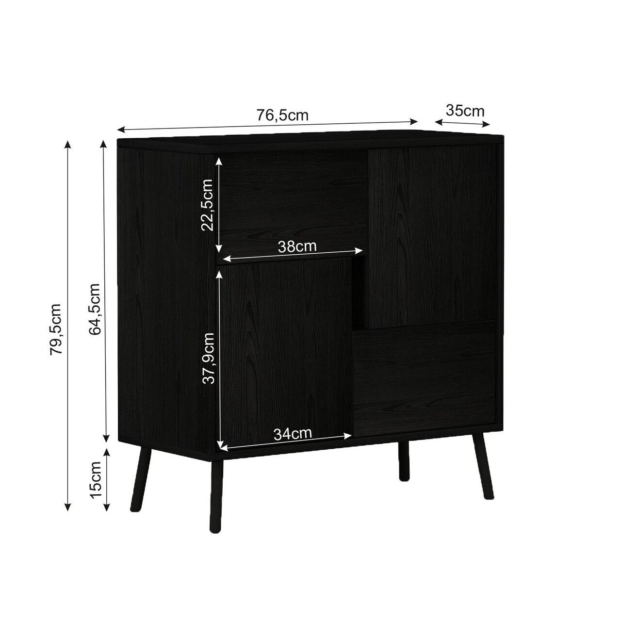 Dulap multifunctional, Hanah Home, Darien, 76.5x79.5x35 cm, PAL, Black Wood — imaginea 7