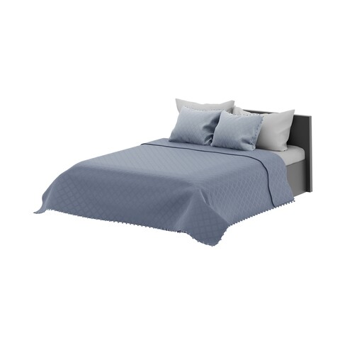 Cuvertura Pompoo Szara, Fashion Goods, 200x220 cm, microfibra, albastru