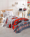 Set cuvertura pique Single 2 piese, Crazy - Red, EnLora Home, Bumbac