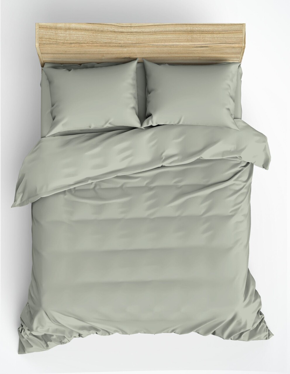 Lenjerie de pat dubla Super King (FR), L'essentiel Maison, Plain, Salvie - imagine 3
