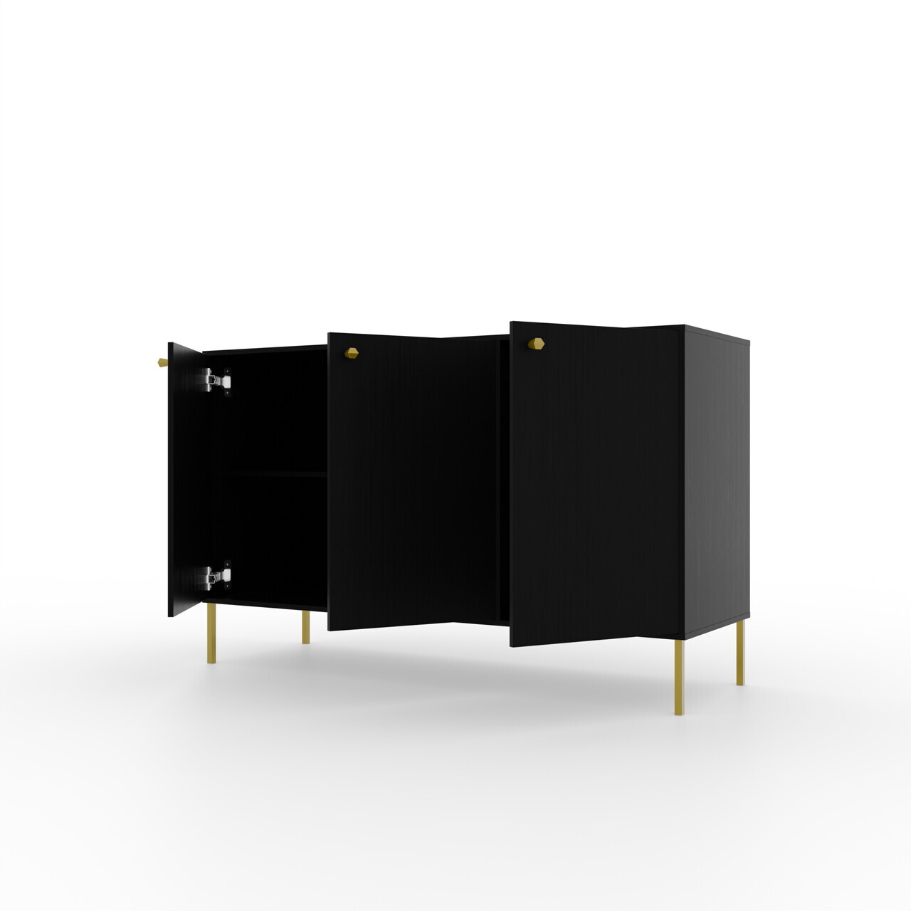 Comoda ADRK, Tili 3D, 124.5x40.8x73.9 cm, PAL laminat, negru — imaginea 4