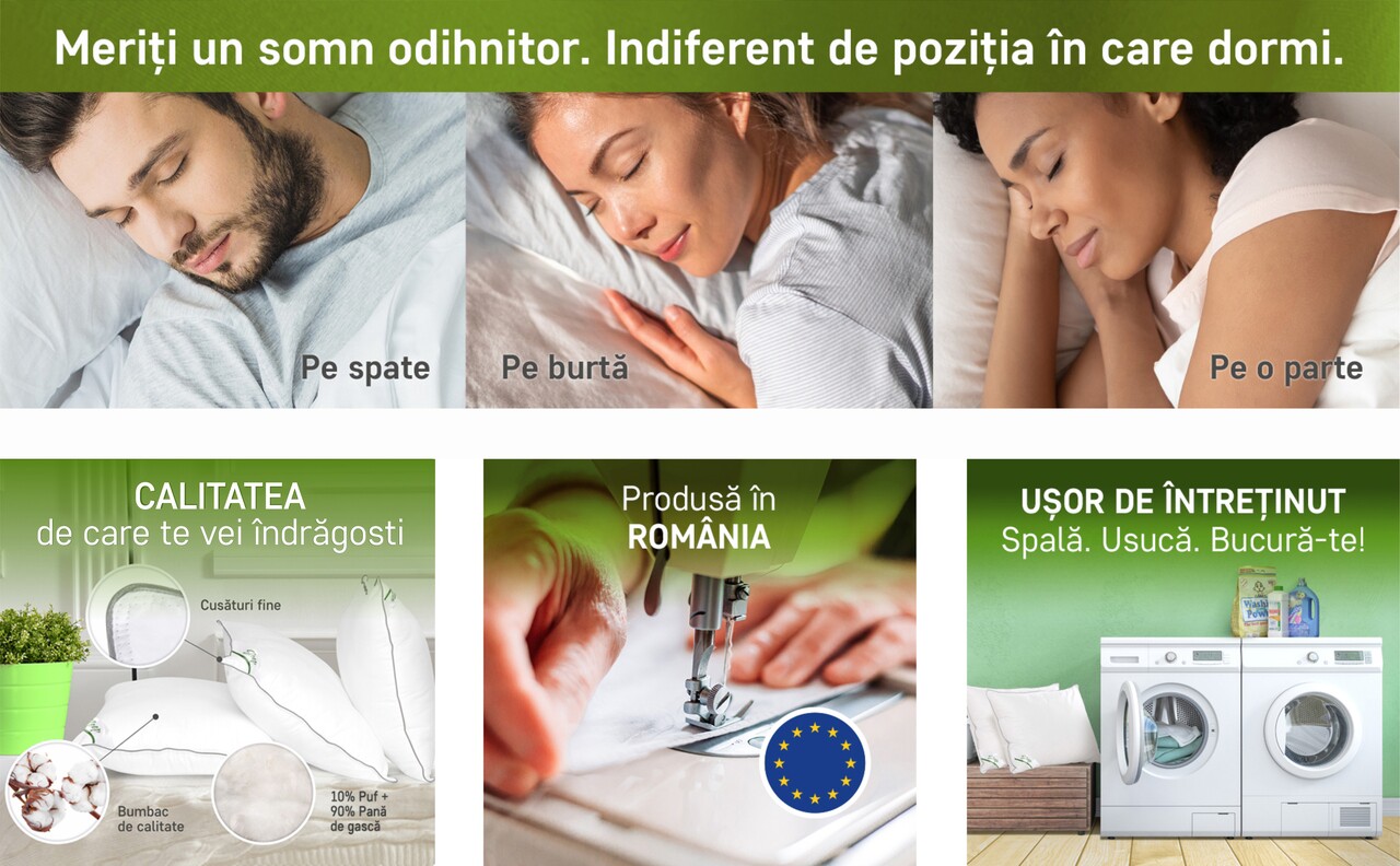 Perna Sleep by Green Future 10% puf gasca 90% pana de gasca, 70x70 cm - imagine 7