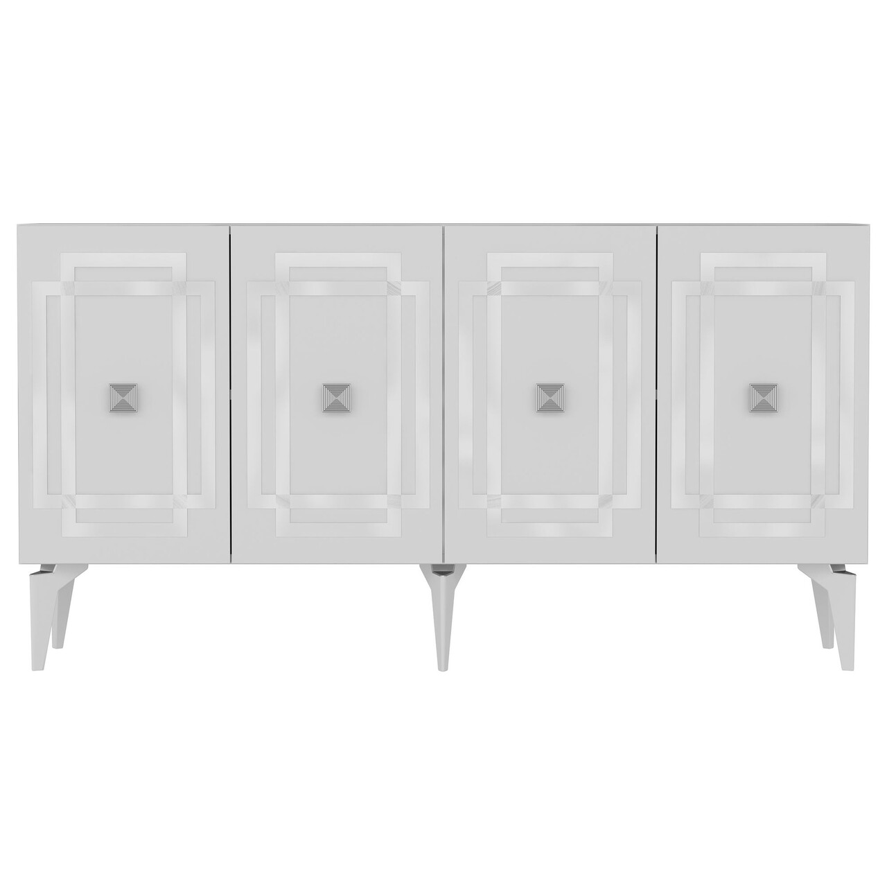 Consola, Hanah Home, Lotus, 150x79x40 cm, PAL , Alb / Argintiu - view 4