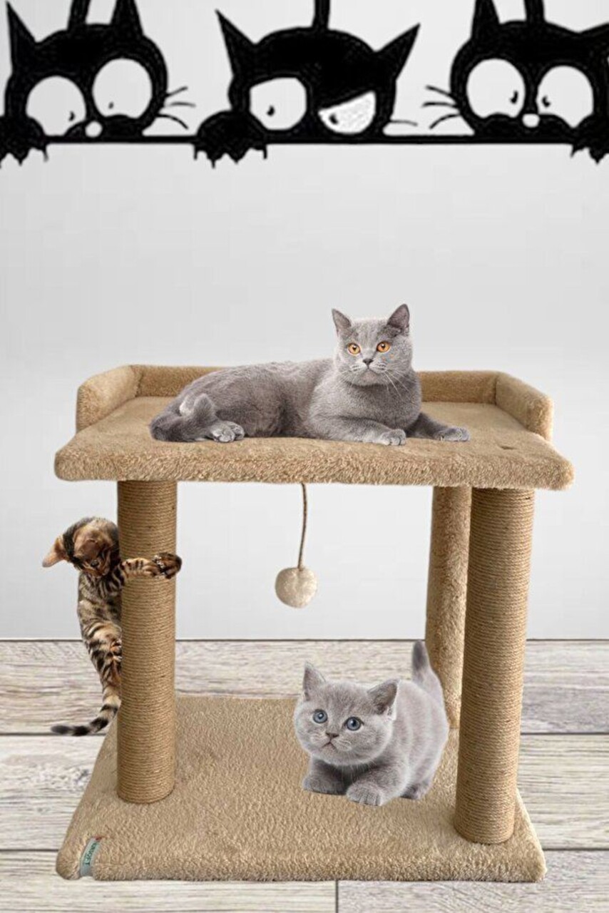 Pat pentru pisici, Paws &amp; Whiskers, Liza, Tesatura Welsoft, Bej - view 2