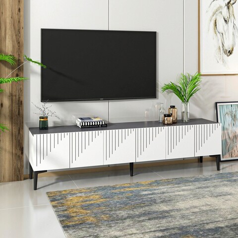 Comoda TV, Olivia, Artemis, 180x45x37 cm, PAL, Alb / Antracit mezoni.ro