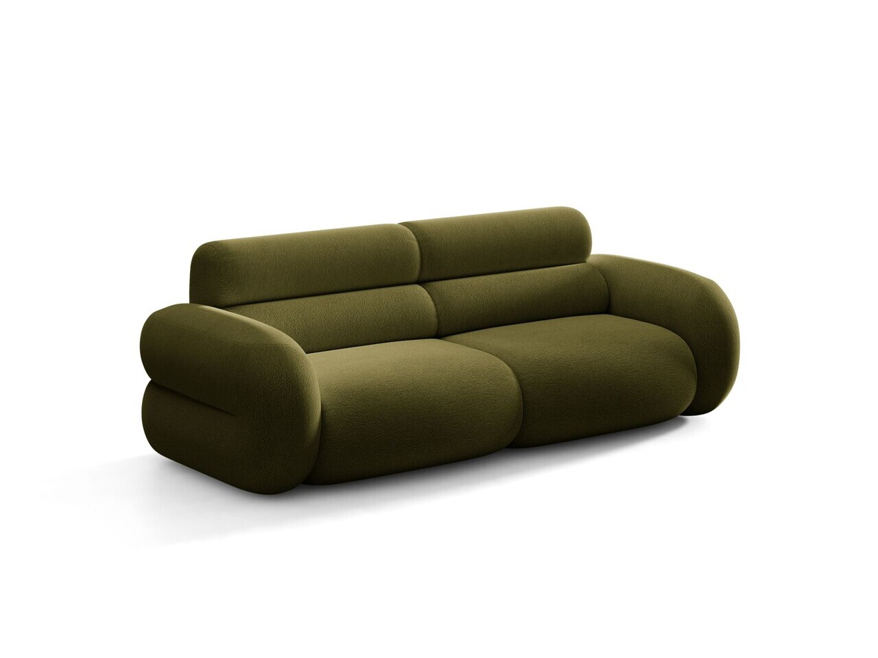 Canapea 3 locuri, Neo, Micadoni Home, 220x100x83 cm, tesatura Boucle, verde oliv inchis — imaginea 6