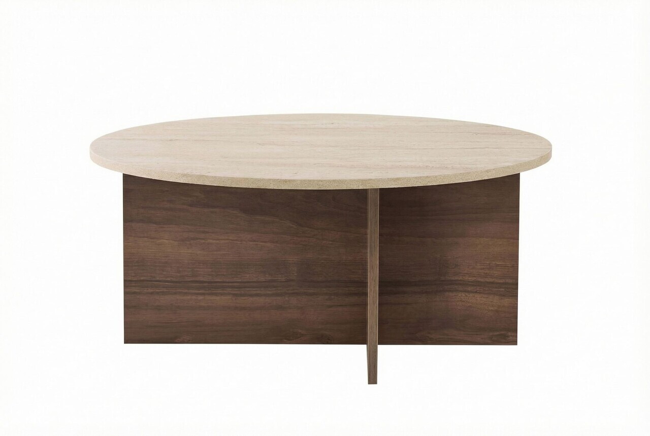 Masuta de cafea, Hanah Home, Soleil, 90x40x90 cm, PAL, Travertin / Nuc Venezia — imaginea 6
