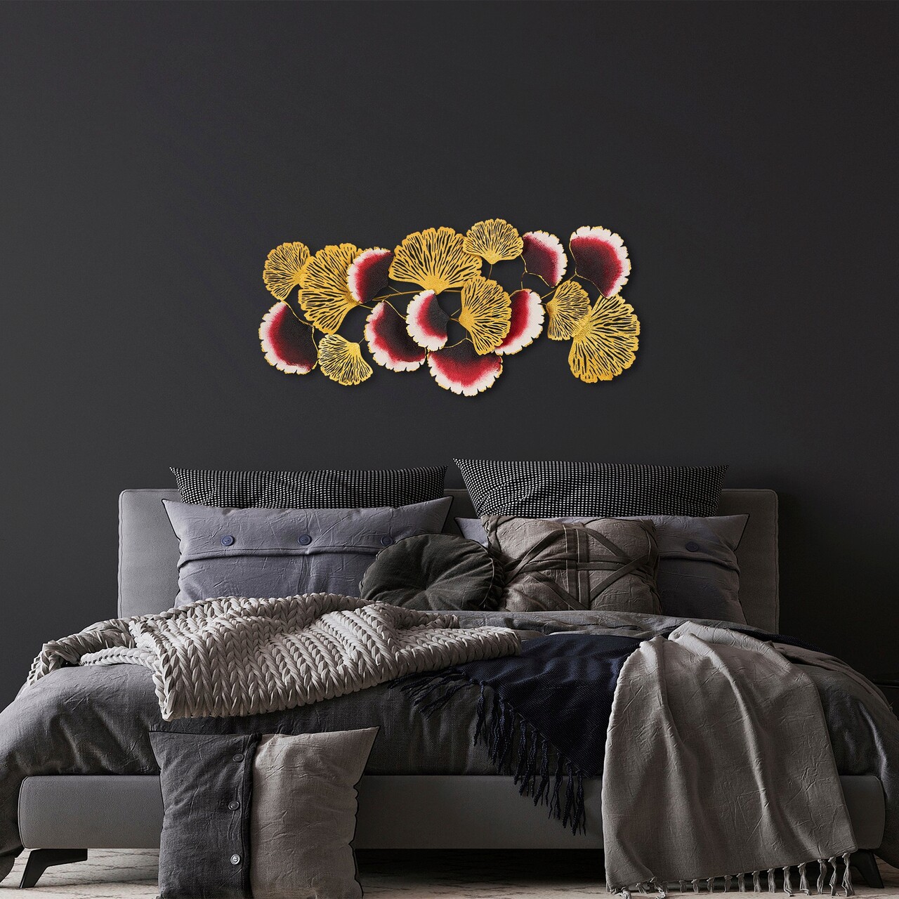 Decoratiune de perete, Plane Tree, Metal, Dimensiune: 80 x 61 cm, Multicolor - 1 | YEO