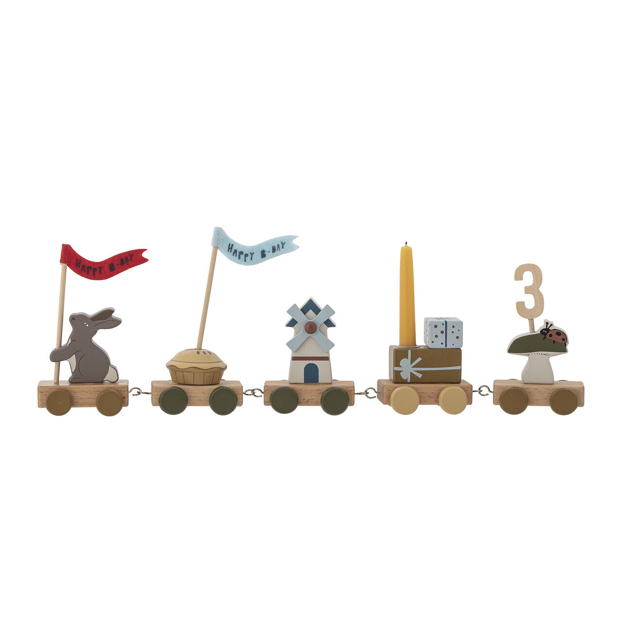 Jucarie aniversara, Bloomingville, Alfi Birthday, 39x5x8.5 cm, FSC 100%, MDF/lemn de fag, multicolor - imagine 11