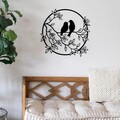 Decoratiune de perete, Birds In The Tree, metal, 49.5 x 48 cm, negru