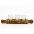 Suport pentru 3 lumanari, Tea Light, Bedora, 39x6 cm,  lemn/sticla, natur