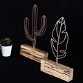 Set 2 decoratiuni, Cactus Feather Mini Set, Metal, Bronz