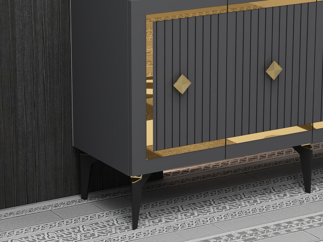 Consola, Hanah Home, Nova, 150x79x40 cm, PAL , Antracit / Aur - view 4