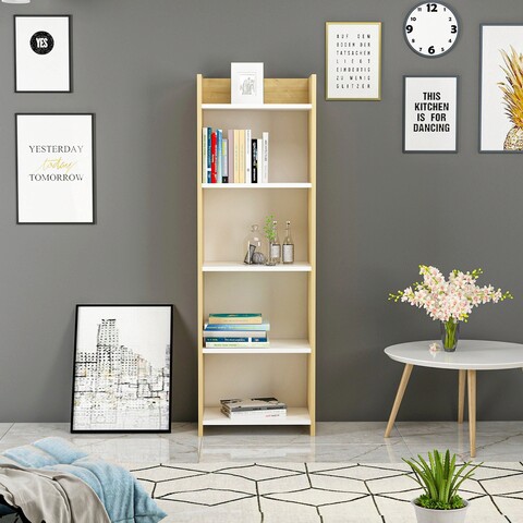 Corp biblioteca, olivia, amy 45, 48.6x150x29.6 cm, pal, stejar safir / alb