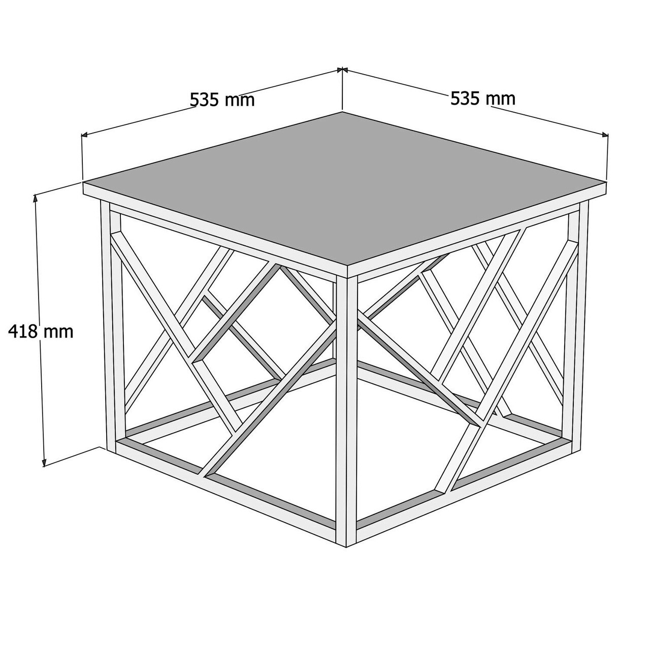 Masuta de cafea, Puqa Design, Woda, 53.5x41.8x53.5 cm, PAL, Safir / Negru
