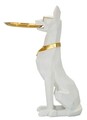 Statueta / figurina decorativa cu tava Dog Ory, Mauro Ferretti, 27x51x74 cm, polirasina/metal, alb/auriu
