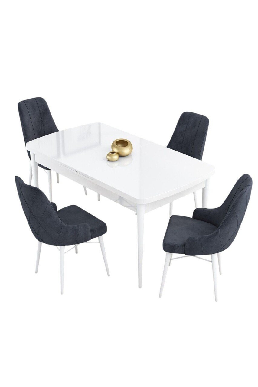 Set masa extensibila si scaune (5 piese), Hanah Home, Kar, Alb / Antracit — imaginea 2