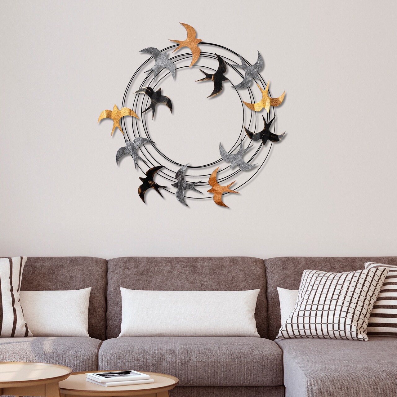 Decoratiune de perete, Spiral Flock 6, Dimensiuni: 87 x 87 x 5 cm, Multicolor - view 3