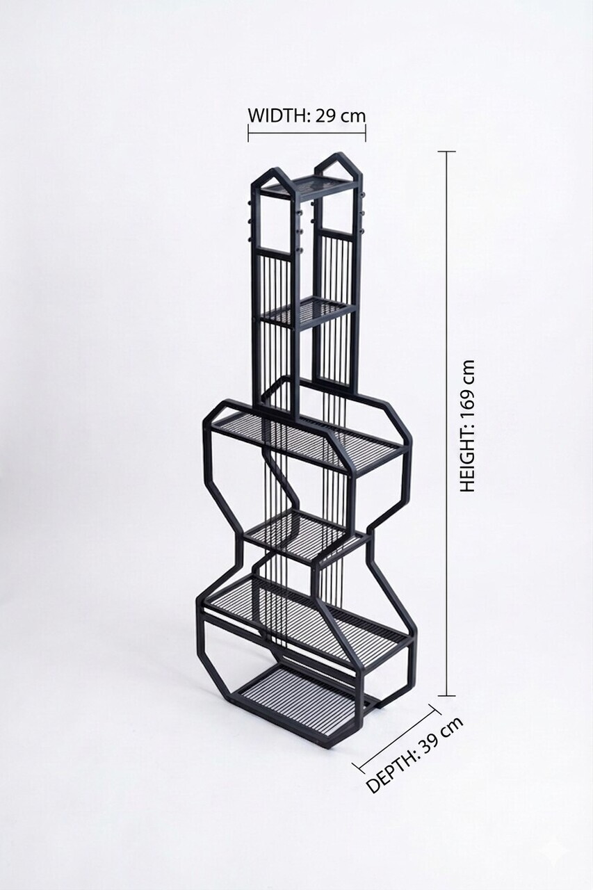 Corp biblioteca, Hanah Home, Trio, 29x169x39 cm, Negru — imaginea 5