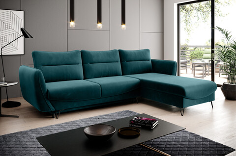 Coltar extensibil dreapta 3 locuri ELTAP, RT-39LU, Silva, 276x201x100 cm, lemn/poliester, verde inchis