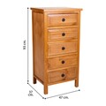 Comoda cu 5 sertare Creaciones Meng, 47x37x93 cm, lemnb de pin/MDF, maro