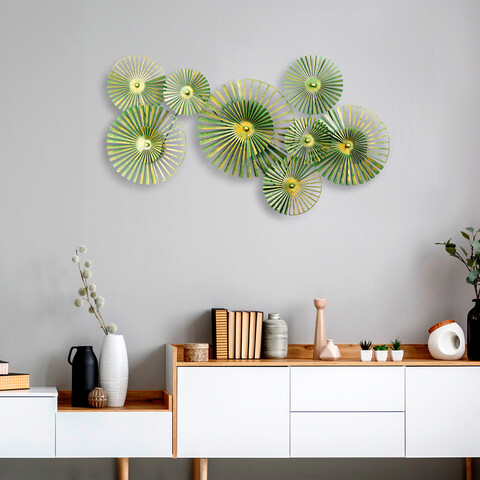 Decoratiune de perete, weihai, metal, dimensiune: 150 x 82 x 14 cm, verde / aur