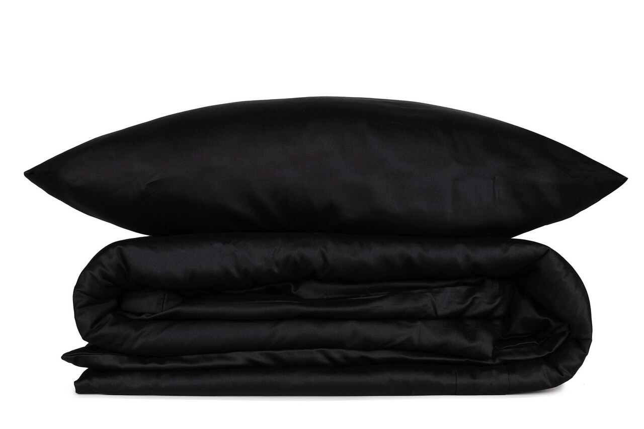 Lenjerie de pat dubla King (FR), Elegant - Black, Cotton Box, Bumbac Satinat - 2 | YEO