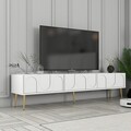 Comoda TV, Hommy Craft, Lyon 43, 180x43x35 cm, PAL, Alb/Auriu