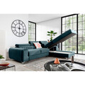 Coltar extensibil dreapta 3 locuri ELTAP, RT-100VE, Grayson, 278x205x92 cm, lemn/poliester, albastru