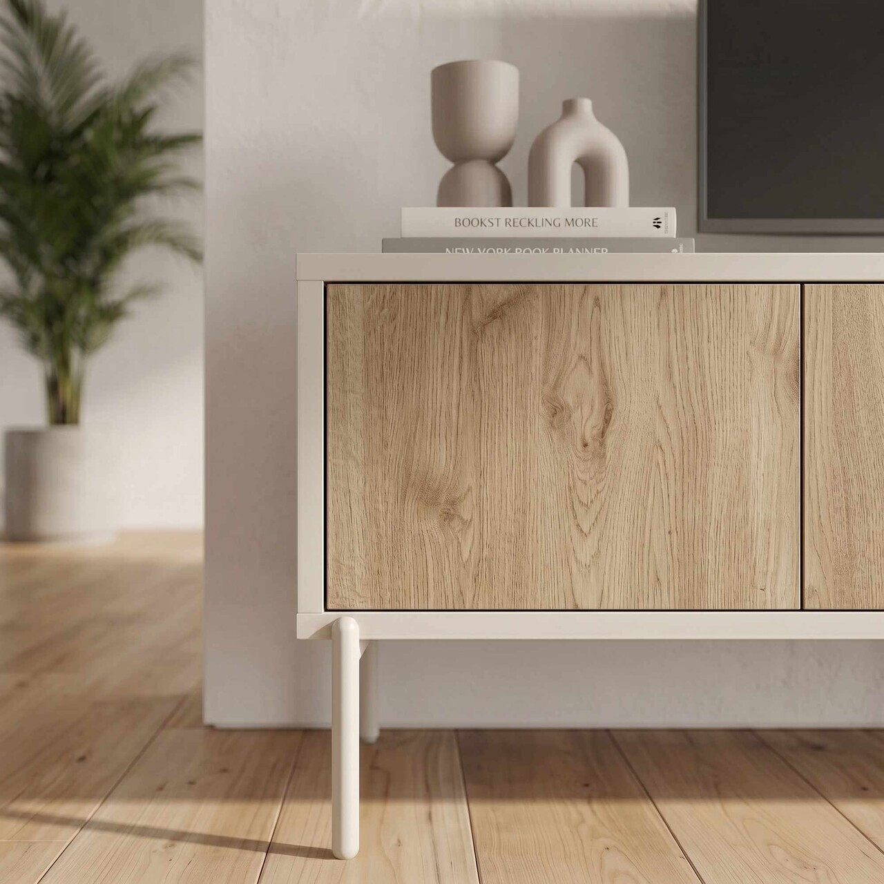 Comoda TV, Hanah Home, Ventro, 150x40x36 cm, Natural / Gresie — imaginea 6
