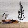 Decoratiune de perete, Violin, Metal, Dimensiune: 50 x 17 cm, Negru