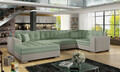 Coltar extensibil stanga 5 locuri ELTAP, Damario, 338x189x78 cm, lemn/poliester, verde menta/gri