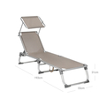Sezlong pliabil cu parasolar, Songmics, 55x193x31 cm, max 150 kg, aluminiu/tesatura sintetica, maro