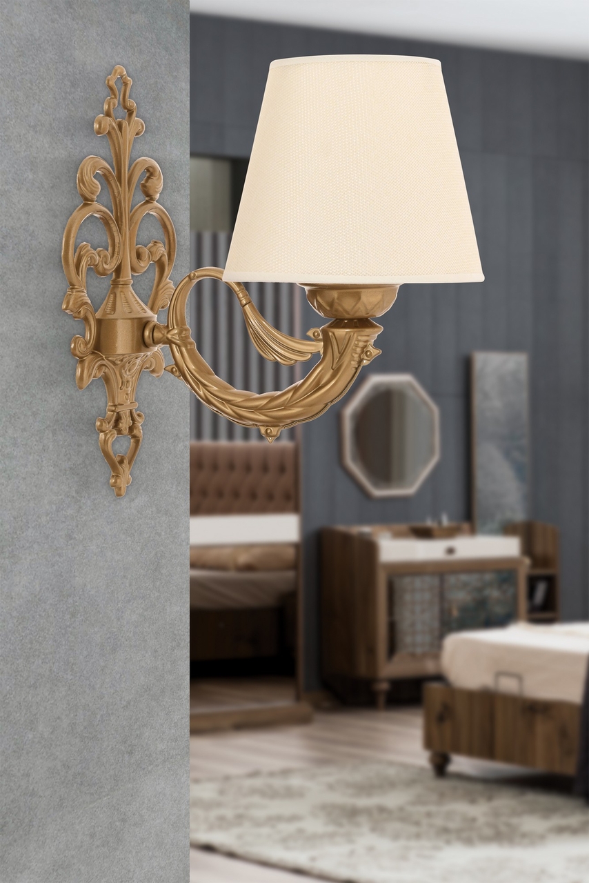 Aplica de perete, Opviq, 390FLH2359, Crem / Aur