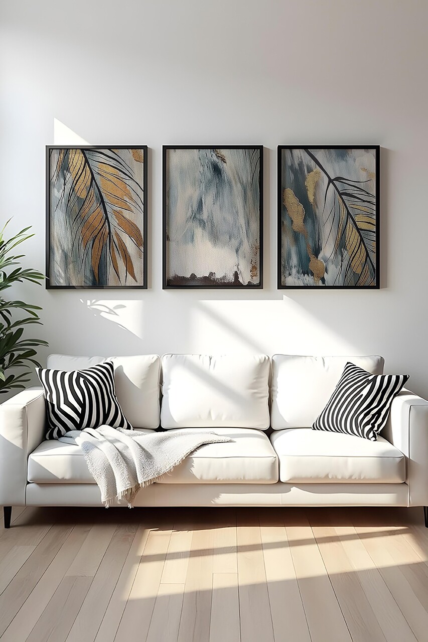 Set 3 tablouri decorative Huhu477S Cadru: 100% LEMN MASIV (Grosime: 25 cm) Multicolor