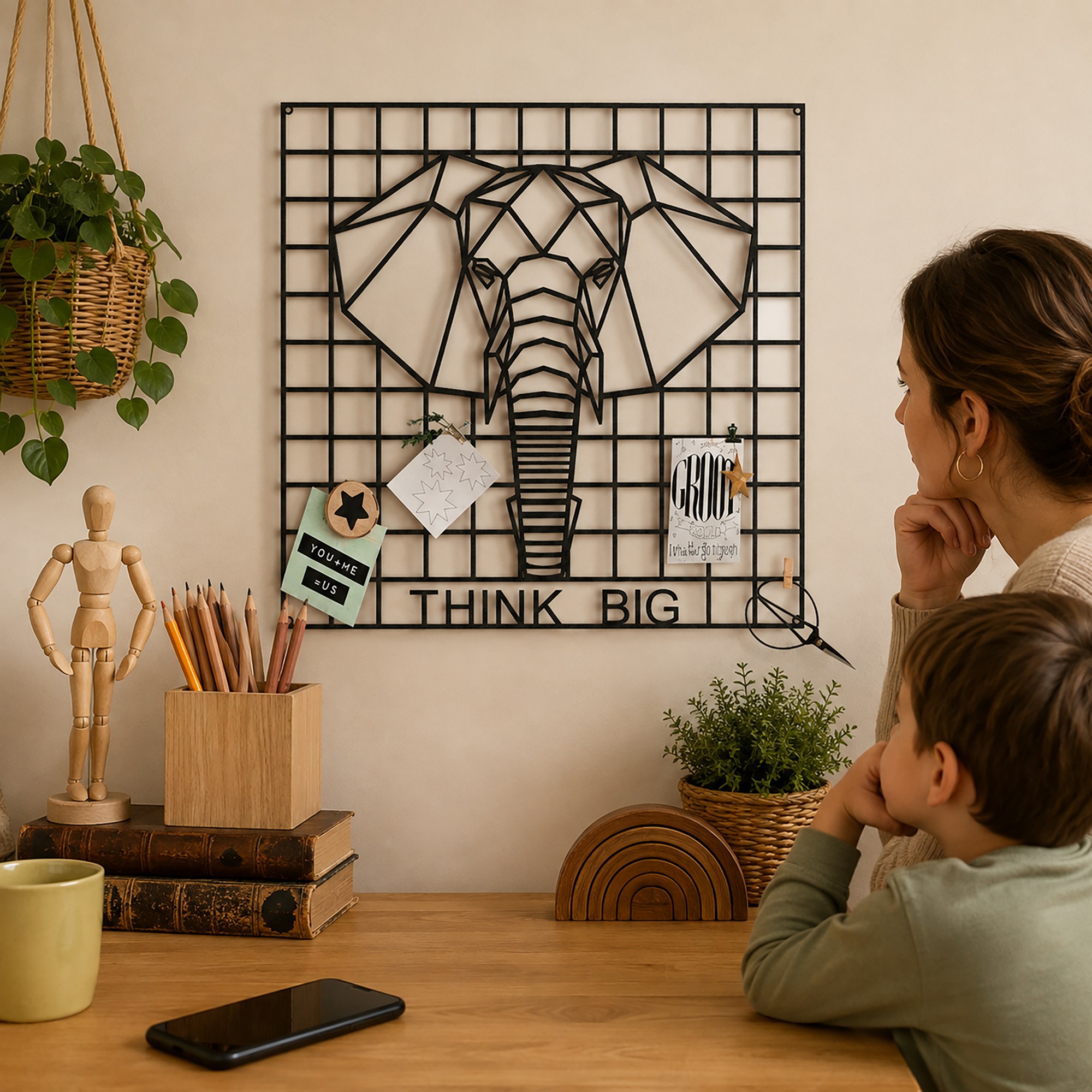Decoratiune de perete, PEG-BRD-MET-001, Dimensiune: 50 x 50 x 3 cm, Negru