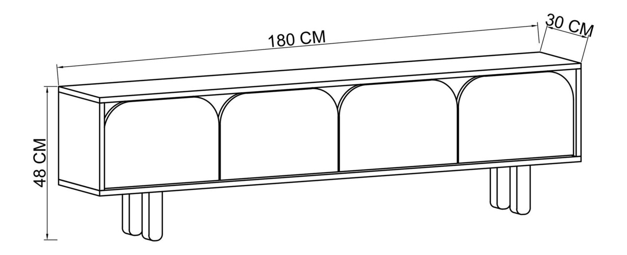Comoda TV, Hanah Home, Lazio, 180x48x29.8 cm, PAL, Stejar Safir / Alb