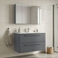 Set Dulap de Baie cu Chiuvetă și Oglindă (2 Piese), Hanah Home, Nuvola 100 v2, Gri