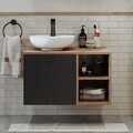 Dulap de baie cu chiuvetă, Hanah Home, 2453, 75x58x45 cm, MDF, Pin Atlantic / Antracit