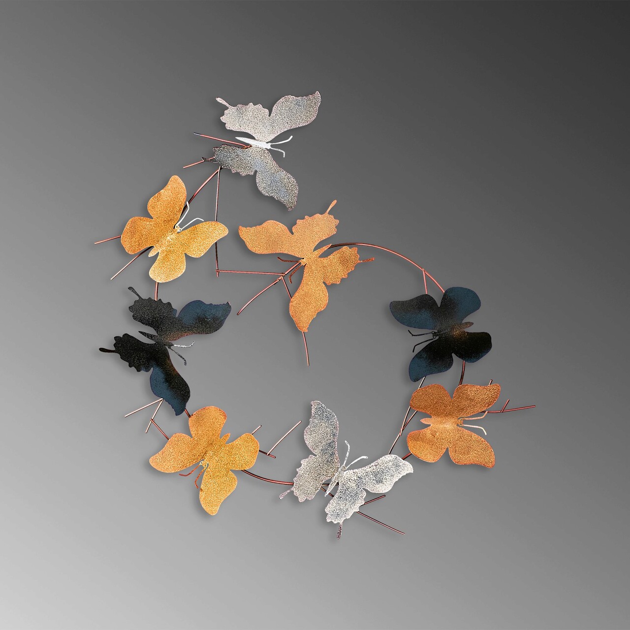 Decoratiune de perete, Butterflies, 80 x 80 x 4 cm, Multicolor - imagine 4