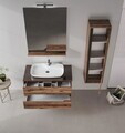 Set Dulap de Baie cu Chiuvetă și Oglindă (2 Piese), Hanah Home, Galia 100 v2, Maro