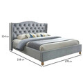 Pat matrimonial tapitat, cu tablie Aspen Velvet, Signal, 160x200 cm, catifea, gri deschis